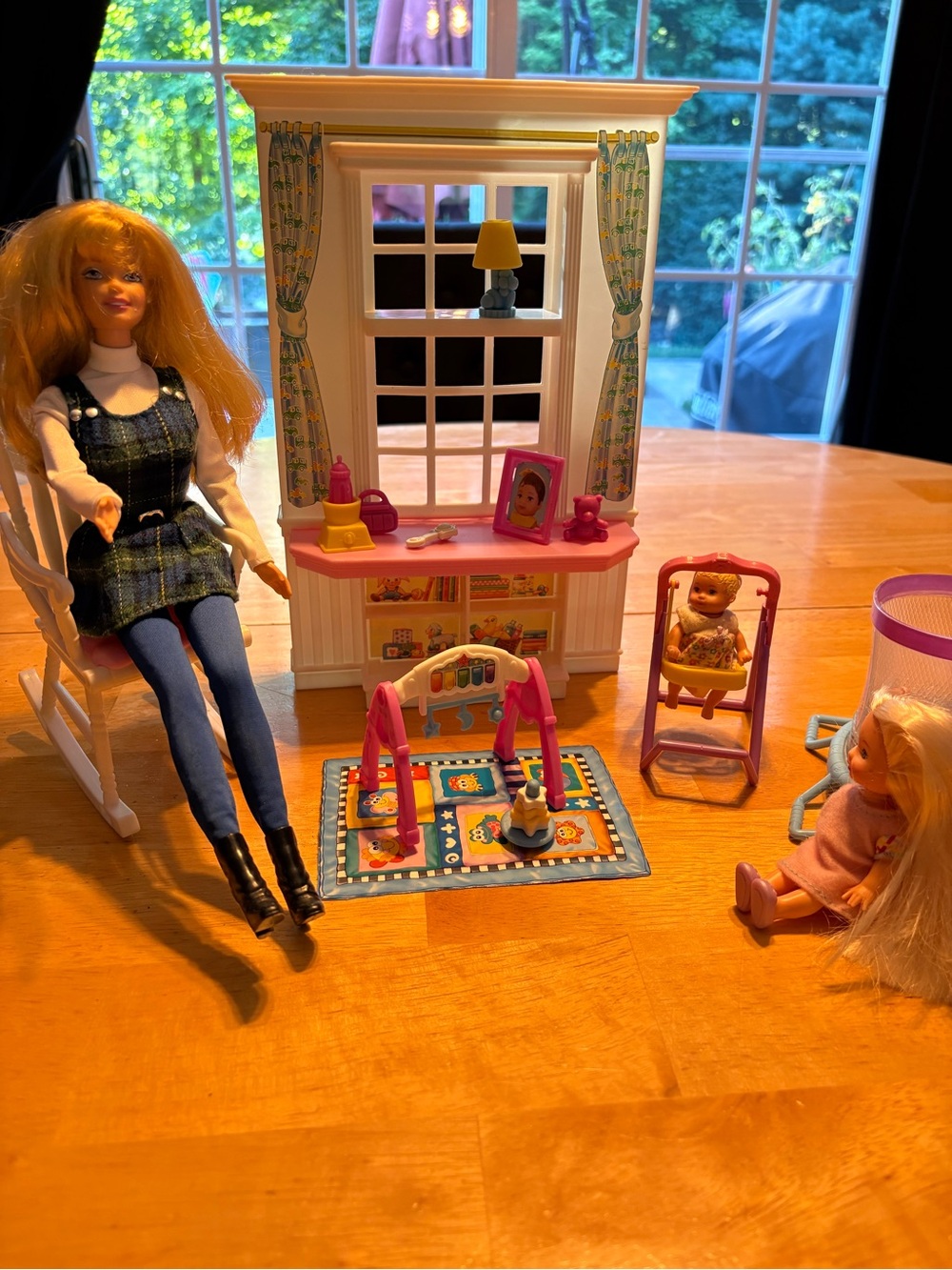 Barbie Pink and White Nursery Playset with Blonde Doll